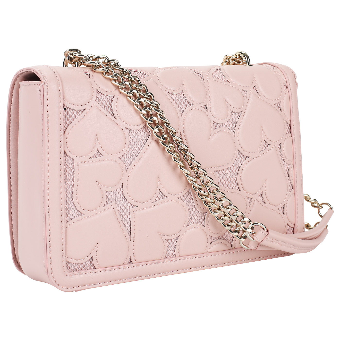 Женская розовая сумочка с декором Love Moschino Love Intarsia