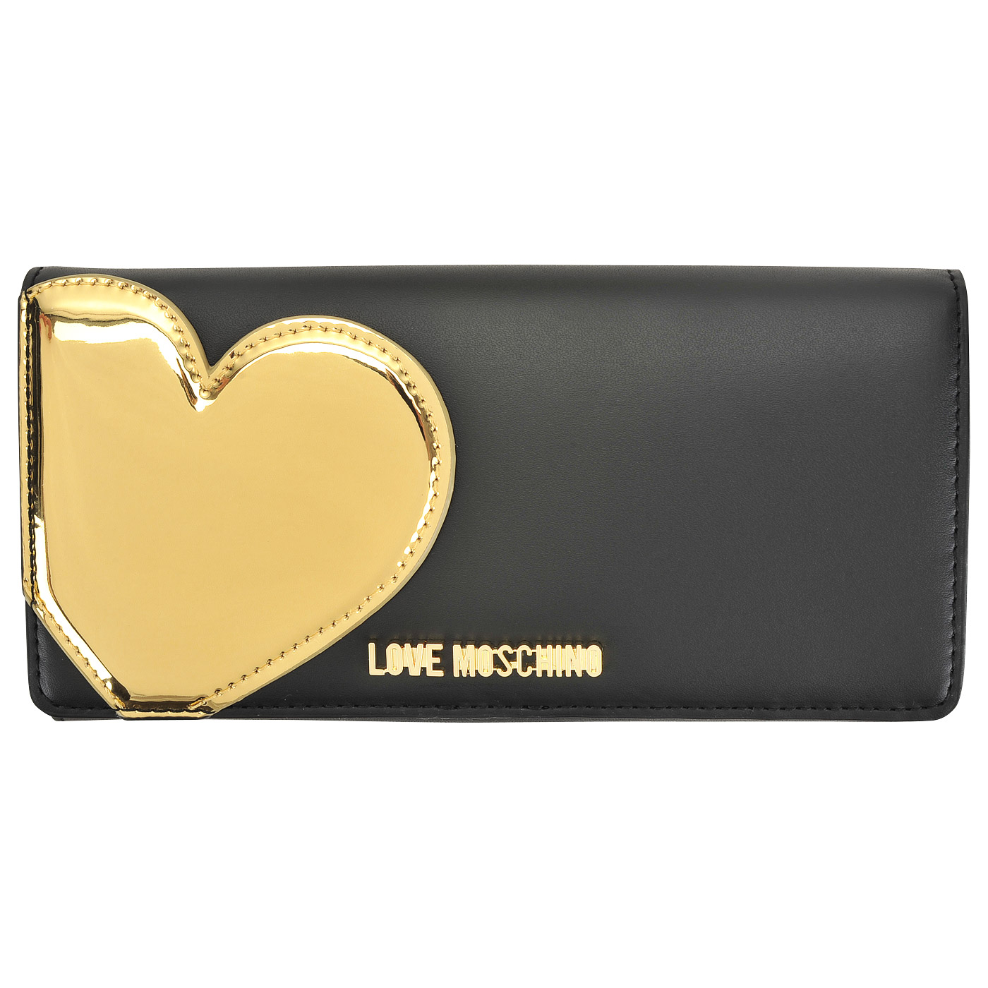 Love Moschino Черное портмоне с золотой аппликацией