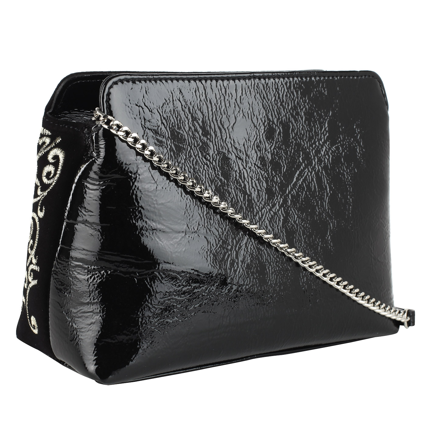 Черная сумочка со светлой вышивкой Marina Creazioni 