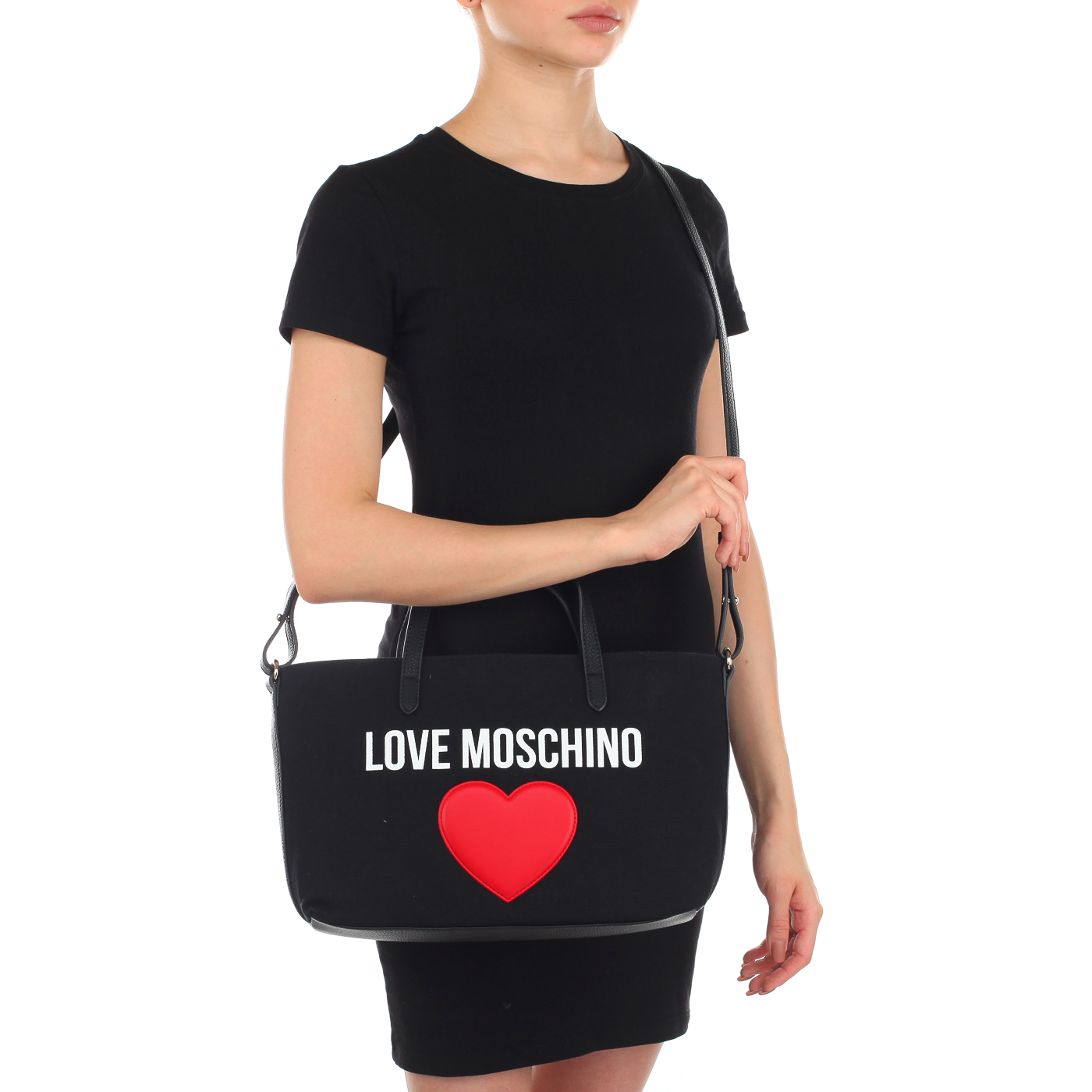 Черная женская сумка Love Moschino LM  and  Heart