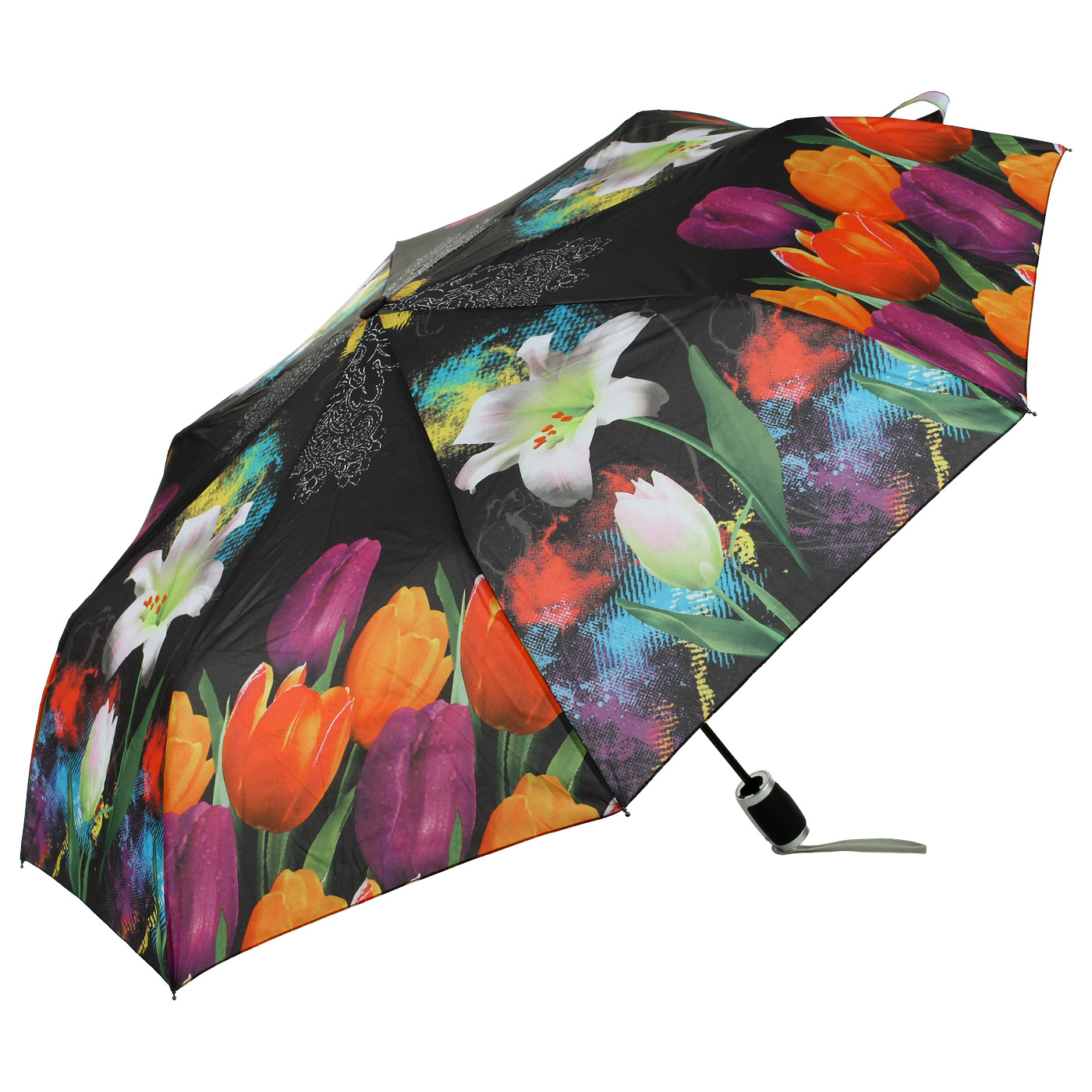 Raindrops Черный зонт с принтом