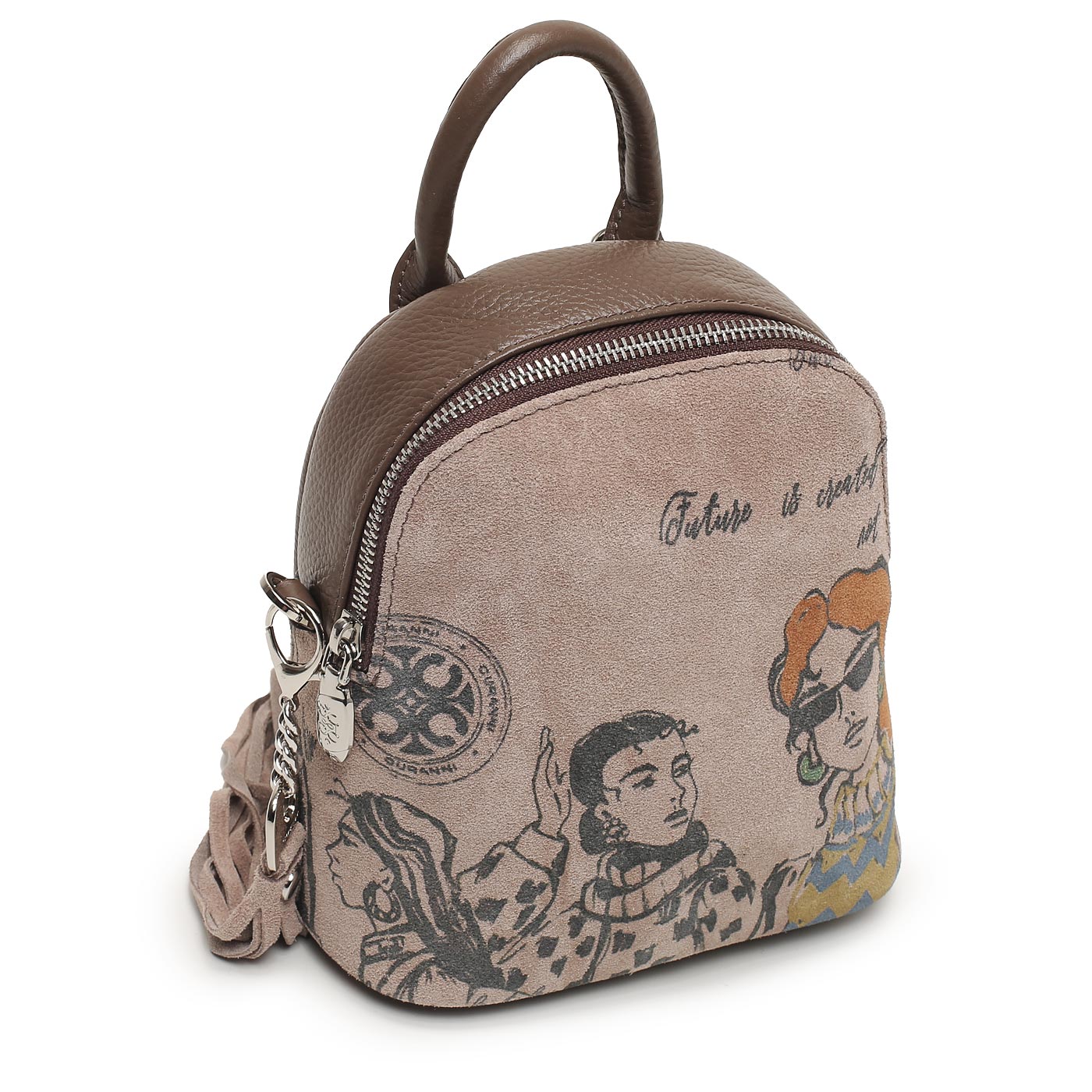 Кожаный рюкзак с принтом Curanni 